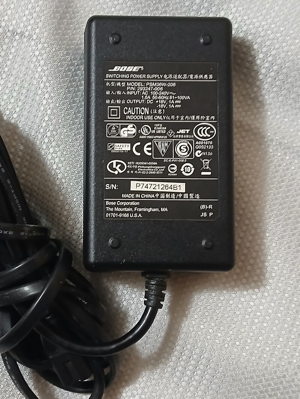 Genuine OEM Bose Sound Dock Series 2 Switching Power Supply PSM36W-20